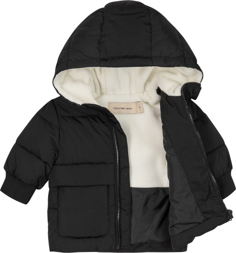 Φουσκωτό Μπουφάν με κουκούλα Μαύρο Φουσκωτό Μπουφάν με κουκούλα Μαύρο