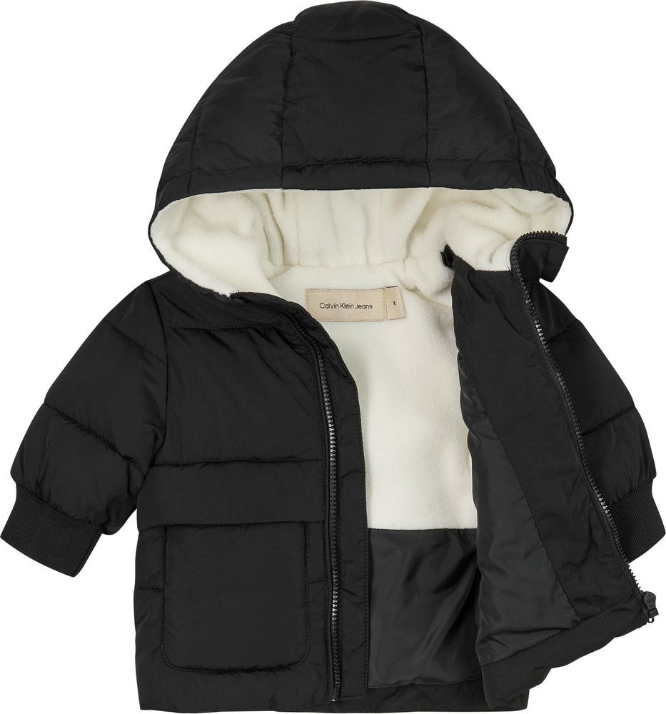 Φουσκωτό Μπουφάν με κουκούλα Μαύρο