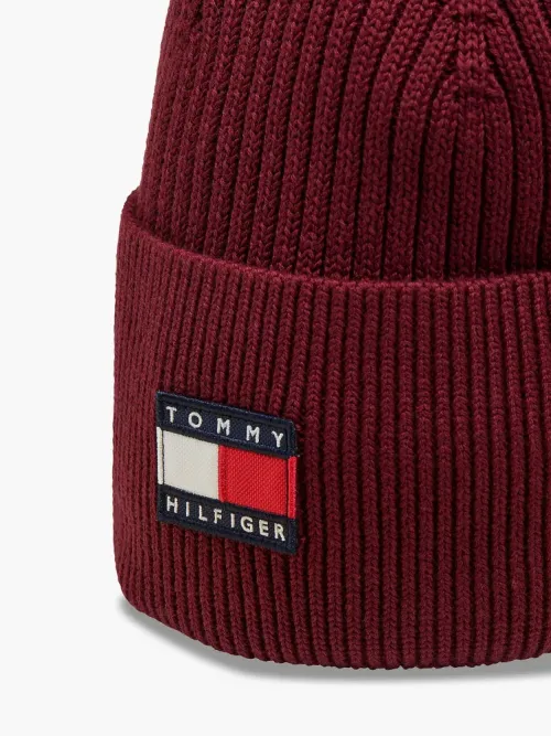 Tommy Hilfiger Πλεκτός Σκούφος Μπορντό Heritage Flag