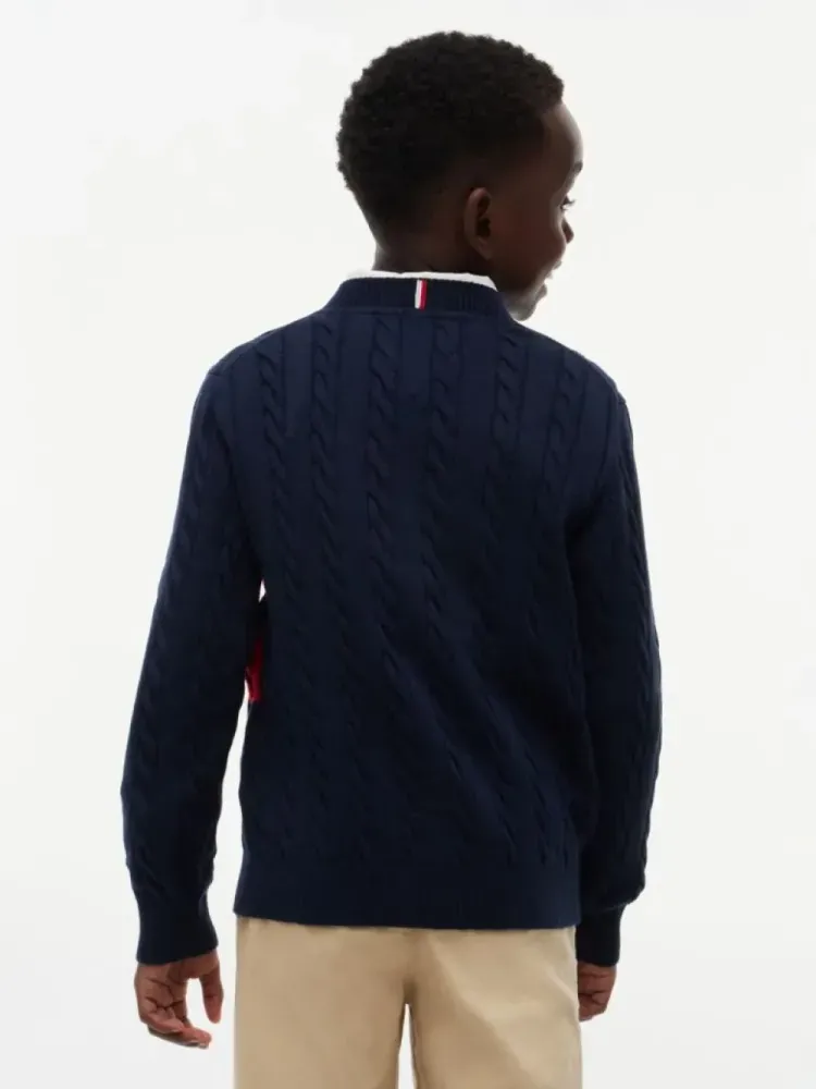 Tommy Hilfiger Βαμβακερό Πουλόβερ με Cable Πλέξη