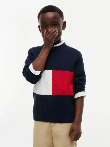 Tommy Hilfiger Βαμβακερό Πουλόβερ με Cable Πλέξη