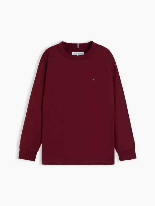 Tommy Hilfiger T-Shirt Μακρυμάνικο Essential Μπορντό