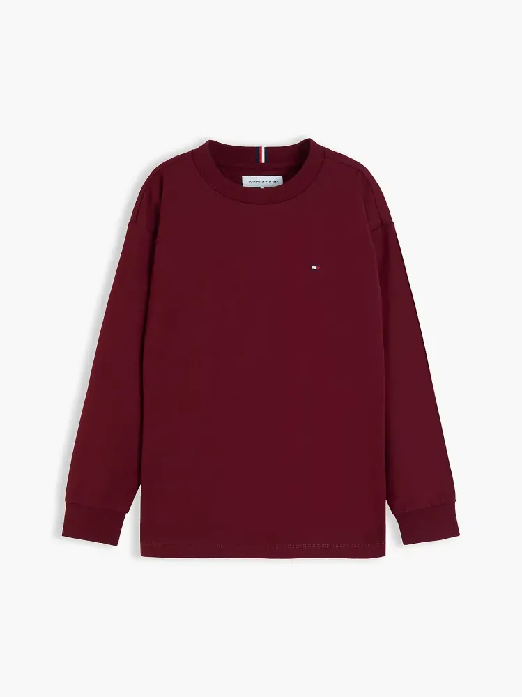 Tommy Hilfiger T-Shirt Μακρυμάνικο Essential Μπορντό