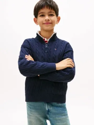 Μπλούζα με πλέξη Cable και φερμουάρ