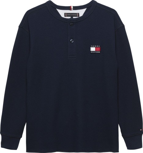 Tommy Hilfiger T-Shirt Μακρυμάνικο Henley Waffle Μπλε