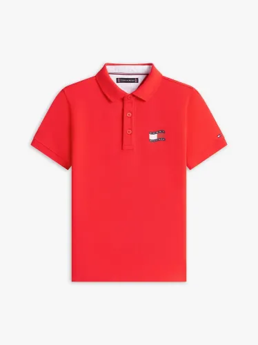 Tommy Hilfiger Κόκκινη Polo Μπλούζα Wavy Flag Ithica