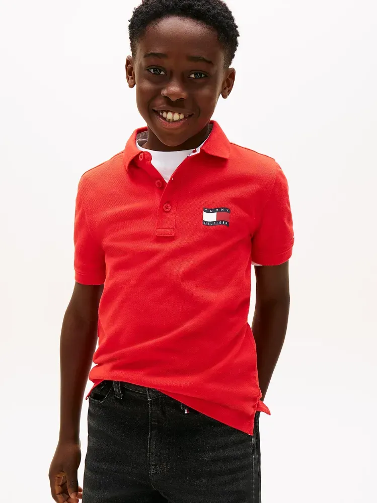 Tommy Hilfiger Κόκκινη Polo Μπλούζα Wavy Flag Ithica