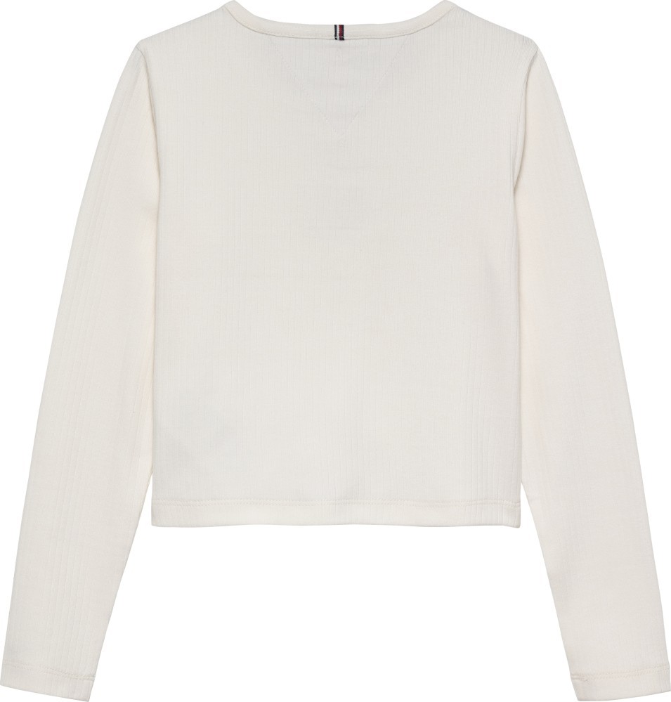 Tommy Hilfiger Μακρυμάνικο Ιβουάρ Ριμπ T-Shirt Heritage Flag