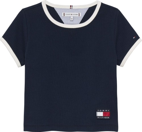 Tommy Hilfiger Μπλε Ριμπ T-Shirt Heritage Flag