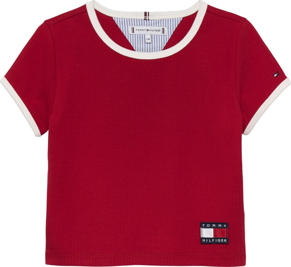 Tommy Hilfiger Κόκκινο Ριμπ T-Shirt Heritage Flag