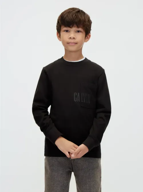 Calvin Klein Μαύρο T-shirt με τσέπη