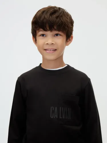 Calvin Klein Μαύρο T-shirt με τσέπη