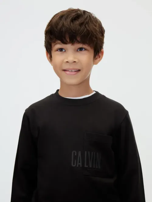 Calvin Klein Μαύρο T-shirt με τσέπη