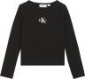 Calvin Klein Monologo Ριμπ Μαύρο T-shirt με Ιριδίζον Λογότυπο