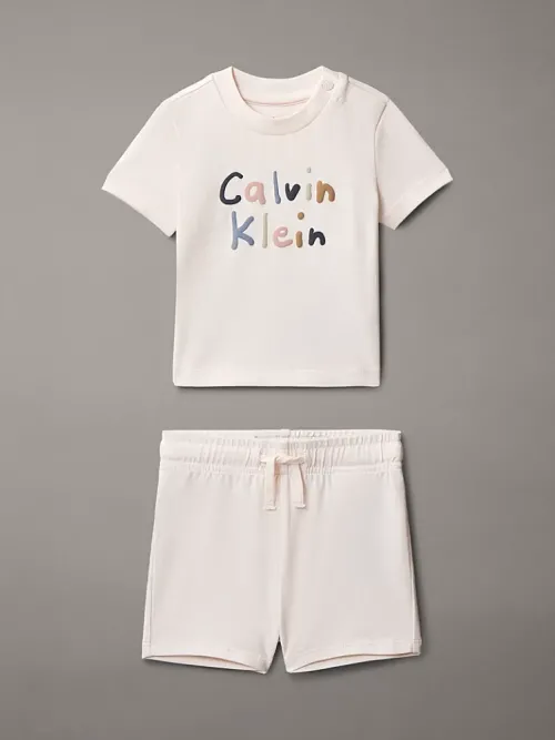 Calvin Klein Βρεφικό Σετ Σορτς και T-Shirt Ροζ