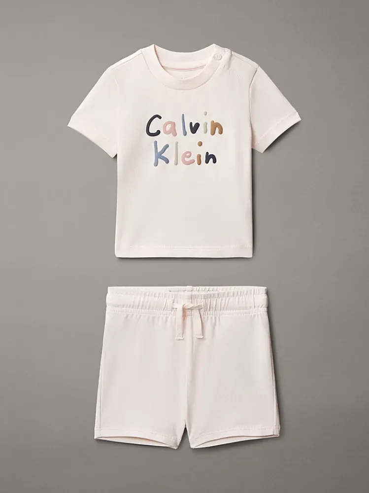 Calvin Klein Βρεφικό Σετ Σορτς και T-Shirt Ροζ