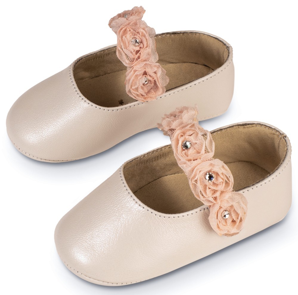 Γοβάκι με μονή μπαρέτα και chiffon λουλούδια