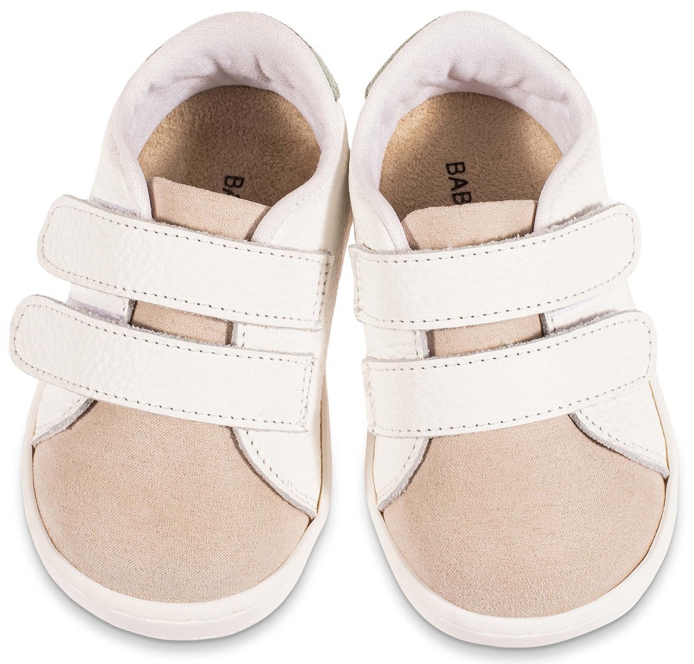 Τρίχρωμο Sneakers Διπλή Μπαρέτα Χρατς από Δέρμα και Ύφασμα 