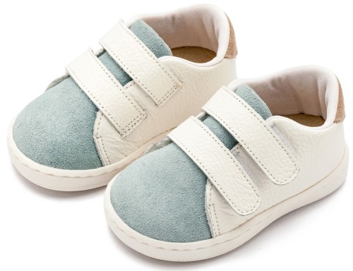 Τρίχρωμο Sneakers Διπλή Μπαρέτα Χρατς από Δέρμα και Ύφασμα 