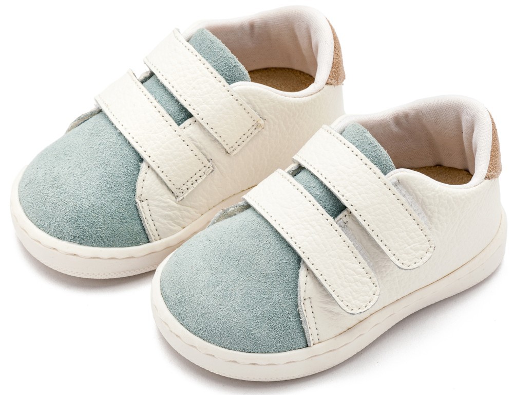 Τρίχρωμο Sneakers Διπλή Μπαρέτα Χρατς από Δέρμα και Ύφασμα 