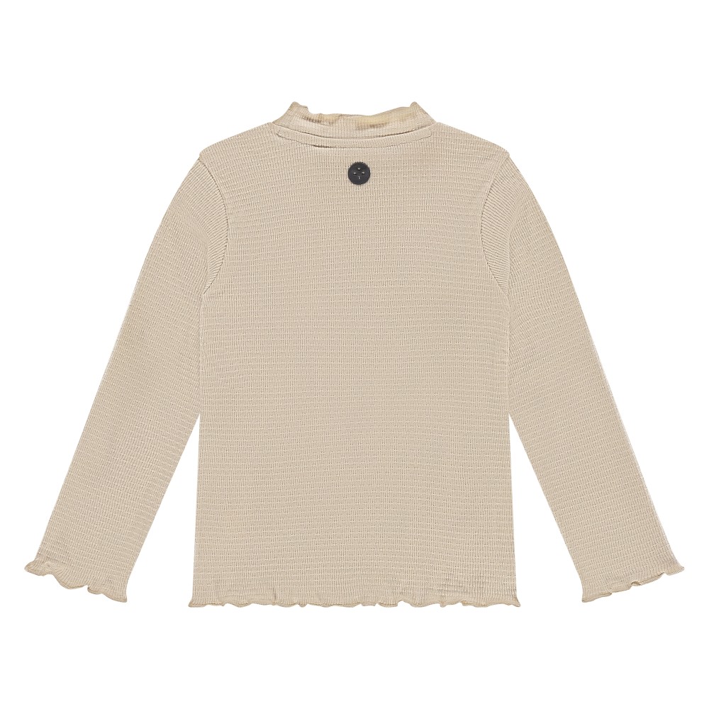 Μακρυμάνικο Ριμπ T-Shirt Κρεμ