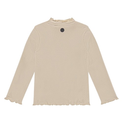 Μακρυμάνικο Ριμπ T-Shirt Κρεμ