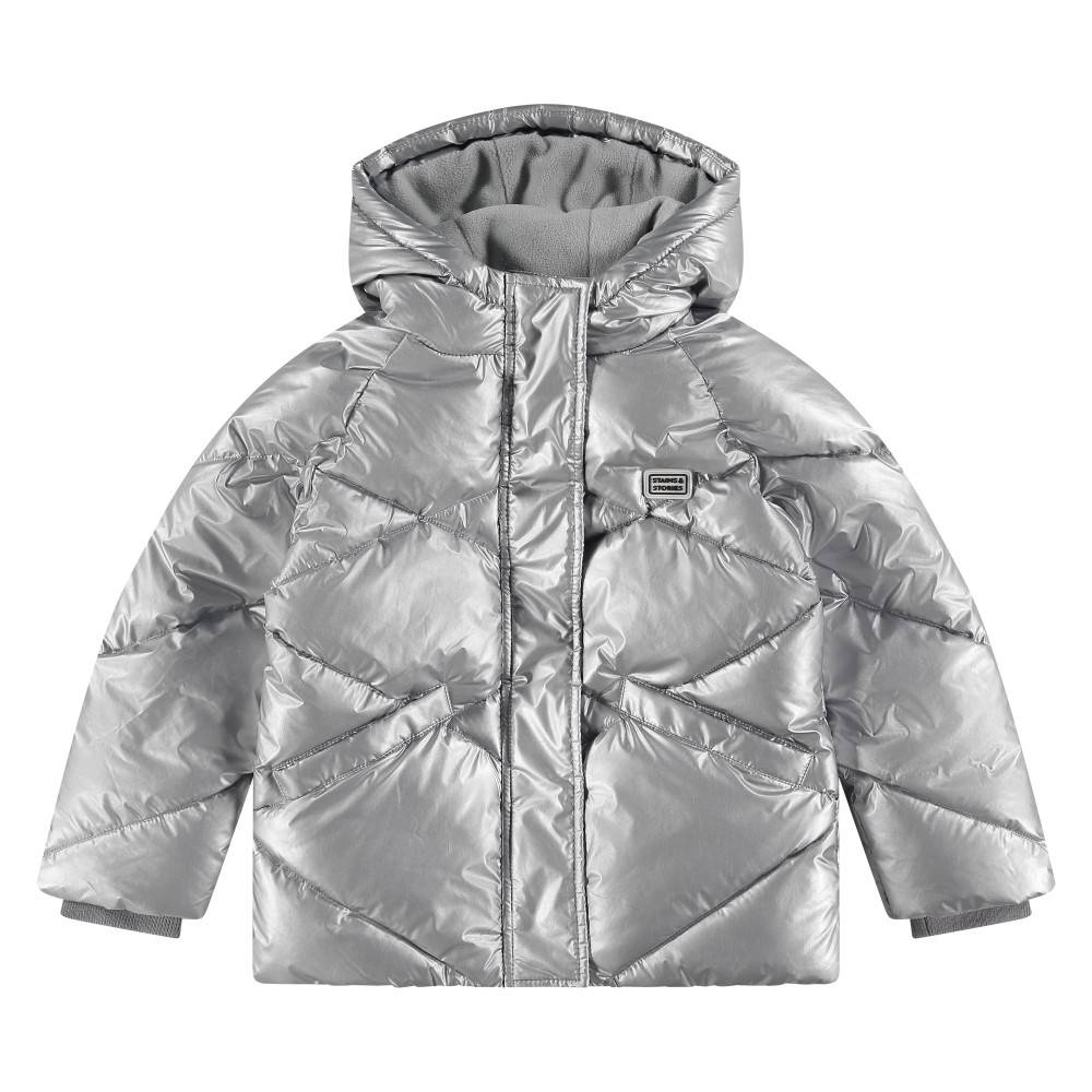 Μπουφάν με κουκούλα Ασημί
