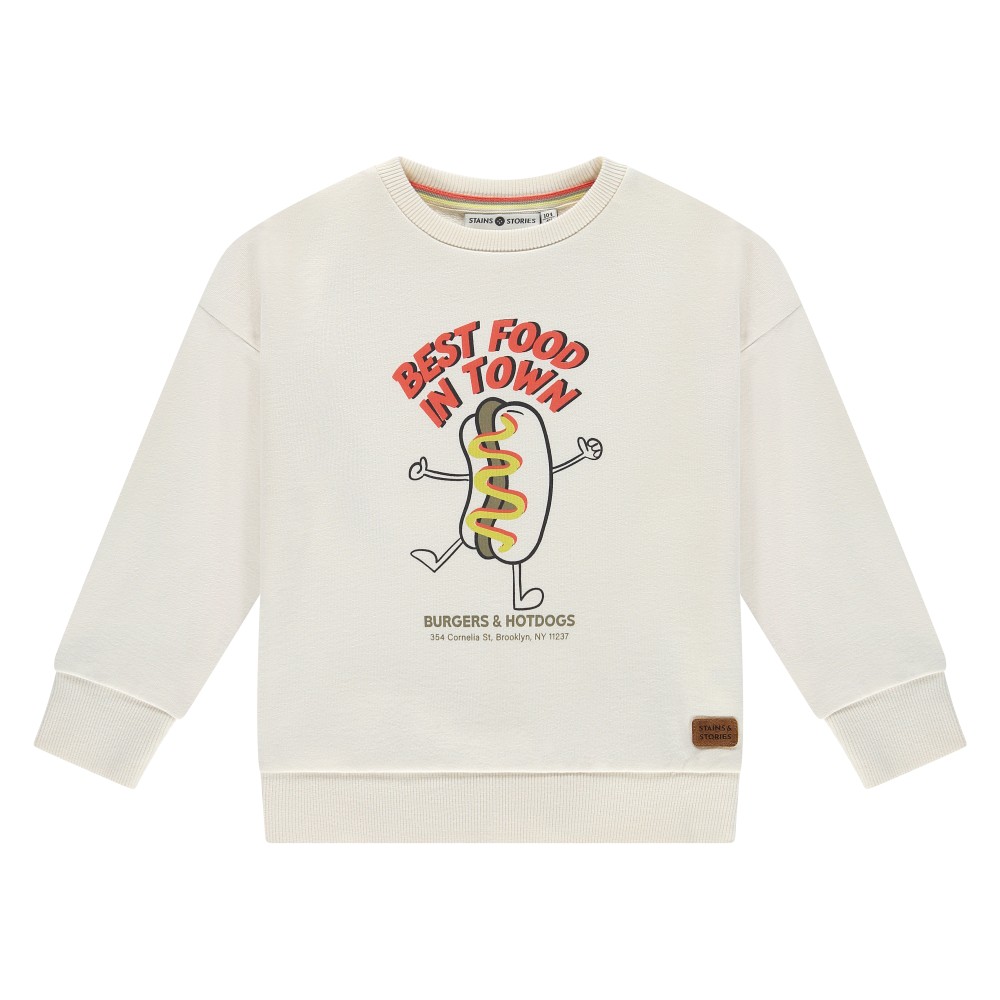 Stains & Stories Φούτερ Μπλούζα Hot Dog Ιβουάρ