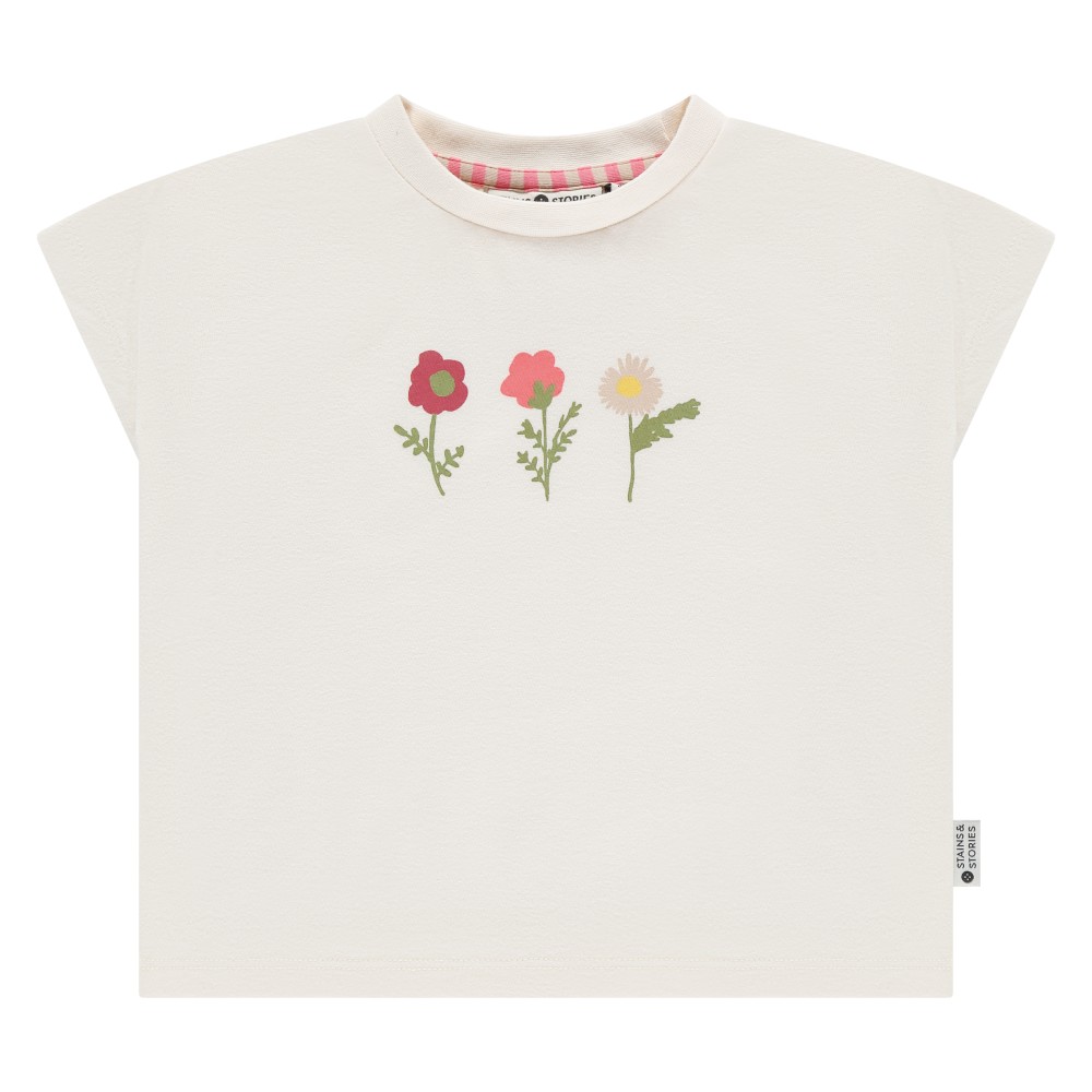 Stains & Stories Ιβουάρ T-shirt με Λουλούδια