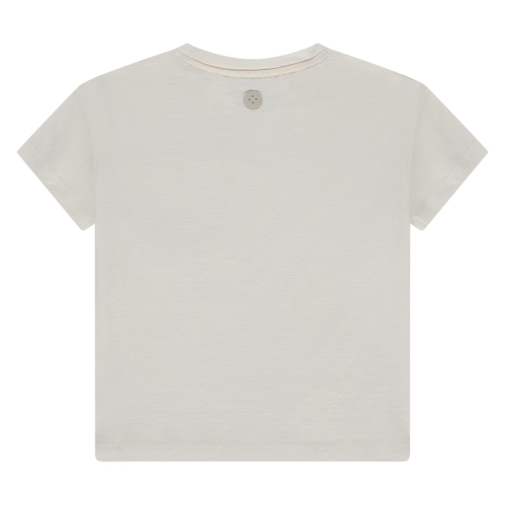 Stains & Stories T-shirt Ιβουάρ με τσέπη και λουλούδια 