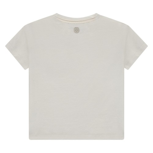 Stains & Stories T-shirt Ιβουάρ με τσέπη και λουλούδια 