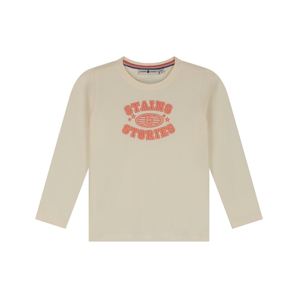 Stains & Stories Εκρού Μακρυμάνικο T-Shirt