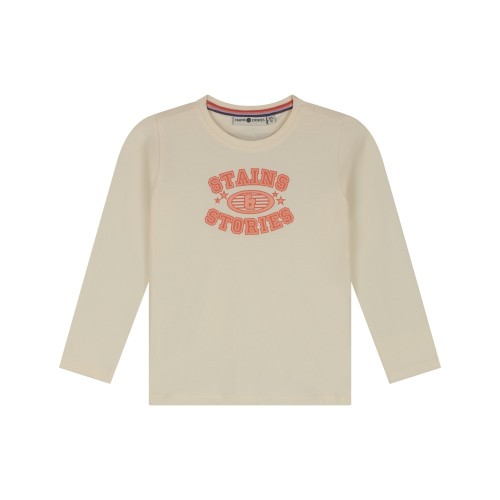 Stains & Stories Εκρού Μακρυμάνικο T-Shirt