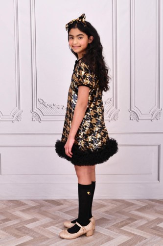 Φόρεμα Shalini Houndstooth Sequin Μαύρο/Χρυσό