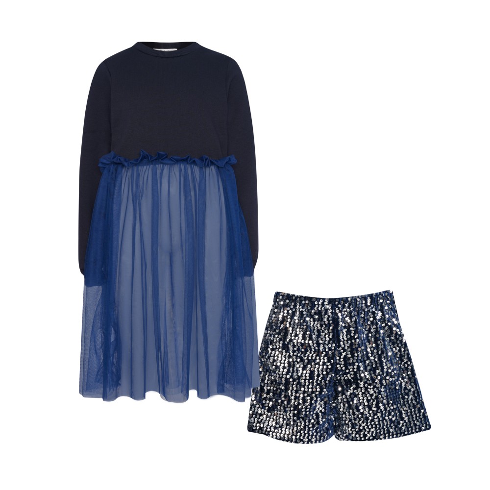 Σετ Σορτς-Μπλούζα με τούλι Sparkling Night Velvet