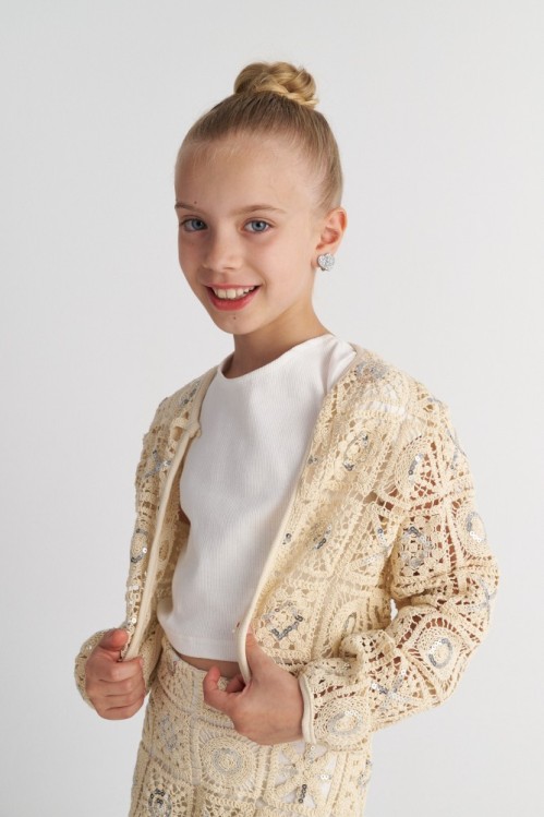 Two In A Castle Ζακέτα Εκρού Κροσέ Santorini  