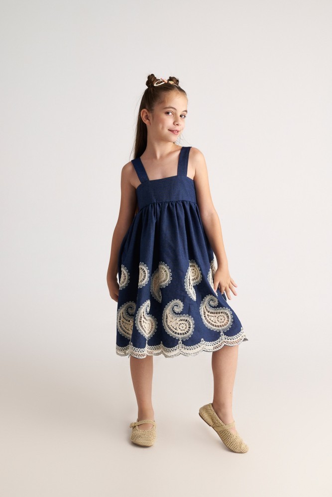 Two In A Castle Φόρεμα Farm Girl Denim Crochet