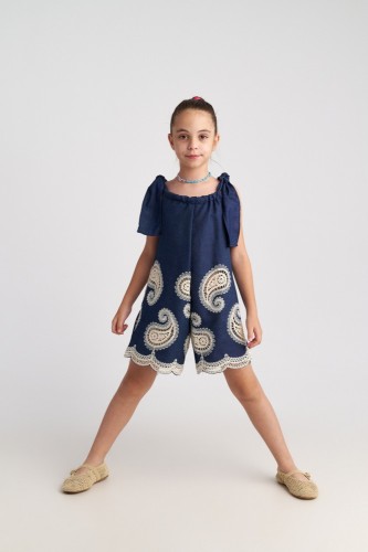 Two In A Castle Ολόσωμη Φόρμα-Σορτς Farm Girl Denim Crochet