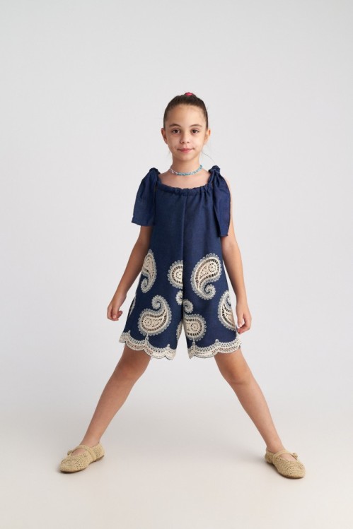 Two In A Castle Ολόσωμη Φόρμα-Σορτς Farm Girl Denim Crochet