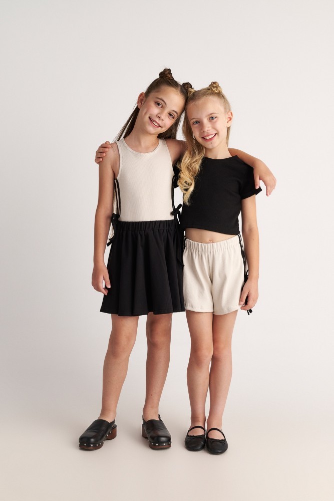 Two In A Castle Σετ Τοπ-Σορτς Modern Cinderella Μπεζ-Μαύρο