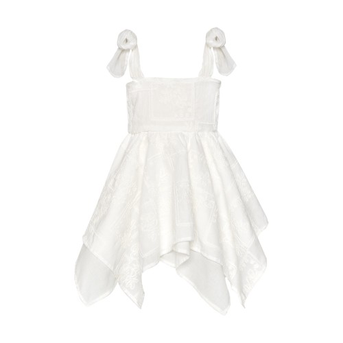 Two In A Castle Βρεφικό Λευκό Ασύμμετρο Φόρεμα Flower Girls