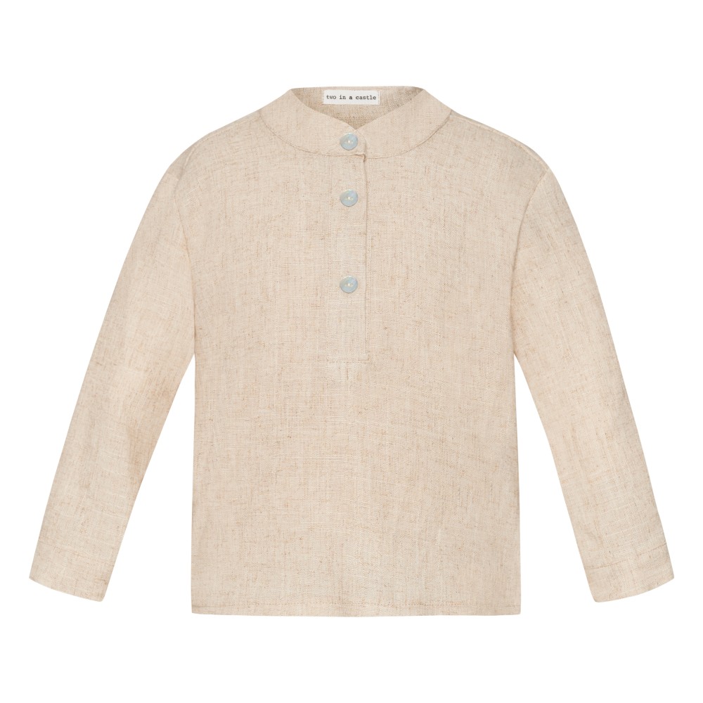 Two In A Castle Βρεφικό Μπεζ Σετ Πουκάμισο και Παντελόνι Sea Salt Mao  