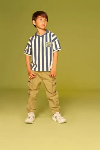 Stains & Stories Ριγέ T-shirt με γιακά polo