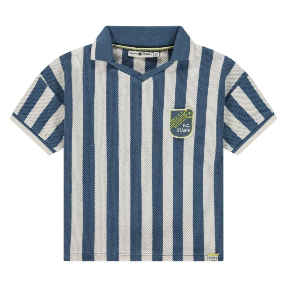 Stains & Stories Ριγέ T-shirt με γιακά polo